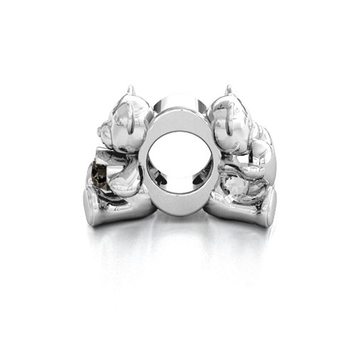 My Teddy Bear Bracelet Charm – Sterling Silver with Smokey Quartz
