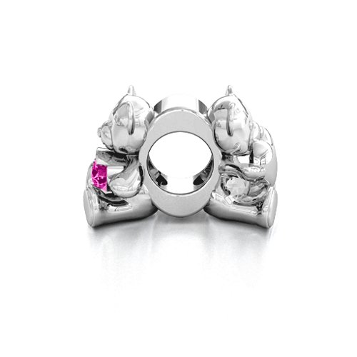 My Teddy Bear Bracelet Charm – Sterling Silver with Pink Tourmaline