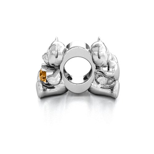 My Teddy Bear Bracelet Charm – Sterling Silver with Citrine