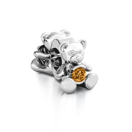 My Teddy Bear Bracelet Charm – Sterling Silver with Citrine