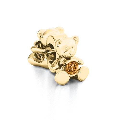 My Teddy Bear Bracelet Charm – 10K Yellow Gold with Citrine