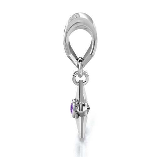 U.S Military Medal Bracelet Charm – Sterling Silver with Amethyst