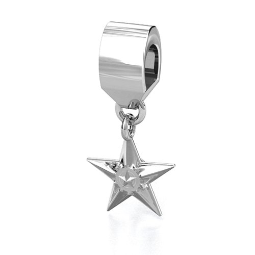 U.S Military Medal Bracelet Charm – Sterling Silver with Garnet