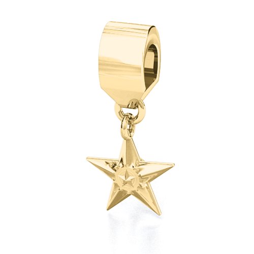 U.S Military Medal Bracelet Charm – 10K Yellow Gold with Garnet
