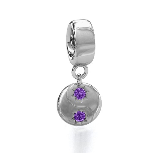 Yin-Yang Perfect Match Bracelet Charm – Sterling Silver with Amethyst