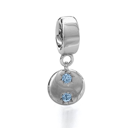 Yin-Yang Perfect Match Bracelet Charm – Sterling Silver with Aquamarine