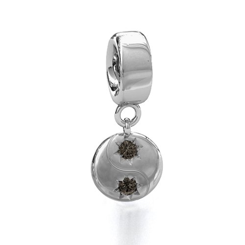 Yin-Yang Perfect Match Bracelet Charm – Sterling Silver with Smokey Quartz