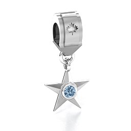 My Hero - Canada Flag Bracelet Charm in 925 Sterling Silver with Aquamarine