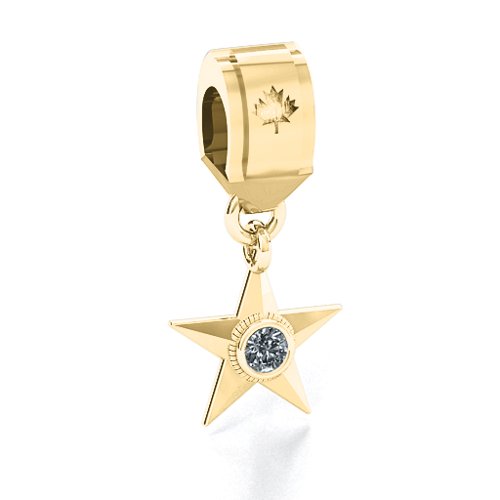 My Hero - Canada Flag Bracelet Charm – 10K Yellow Gold with Cubic Zirconia