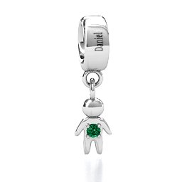 My Man Bracelet Charm in 925 Sterling Silver with Emerald