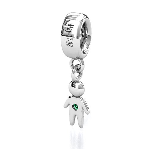 My Man Bracelet Charm – Sterling Silver with Emerald