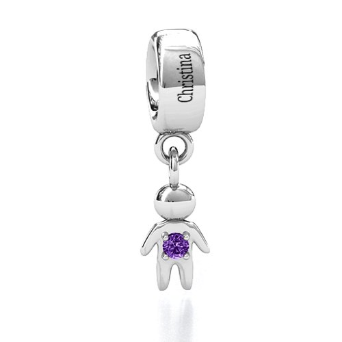 My Man Bracelet Charm – Sterling Silver with Amethyst