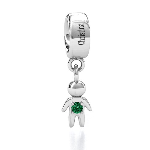 My Man Bracelet Charm – Sterling Silver with Emerald