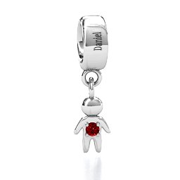 My Man Bracelet Charm in 925 Sterling Silver with Garnet
