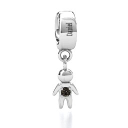 My Man Bracelet Charm in 925 Sterling Silver with Smokey Quartz