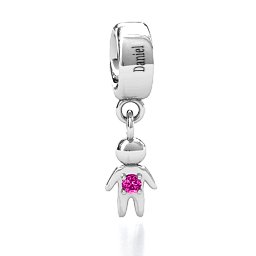My Man Bracelet Charm in 925 Sterling Silver with Pink Tourmaline