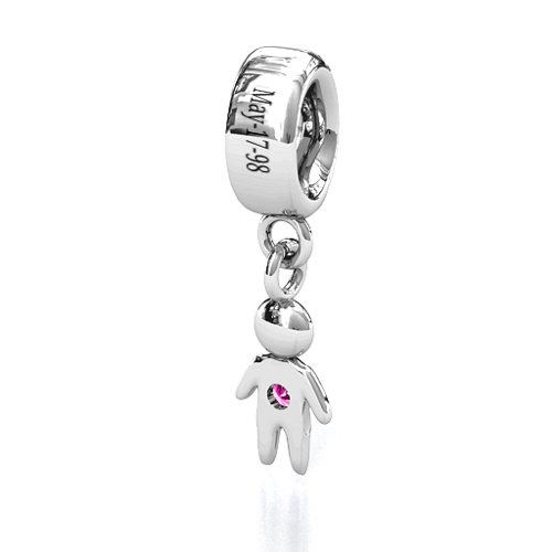 My Man Bracelet Charm – Sterling Silver with Pink Tourmaline
