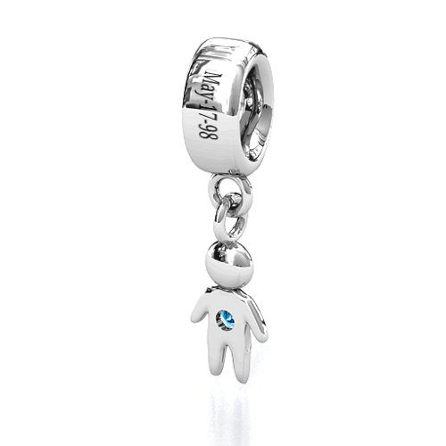 My Man Bracelet Charm – Sterling Silver with Blue Topaz