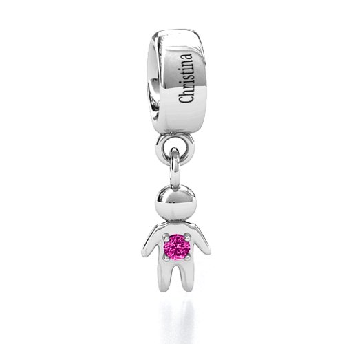My Man Bracelet Charm – Sterling Silver with Pink Tourmaline