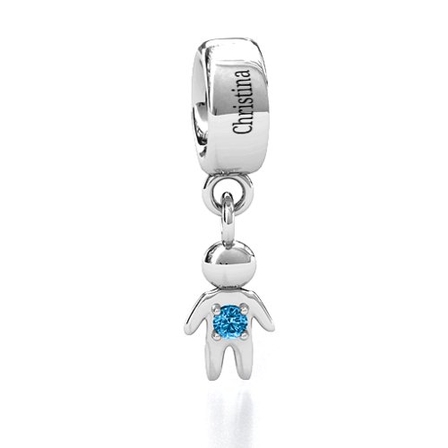 My Man Bracelet Charm – Sterling Silver with Blue Topaz