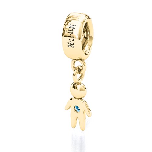 My Man Bracelet Charm – 10K Yellow Gold with Blue Topaz
