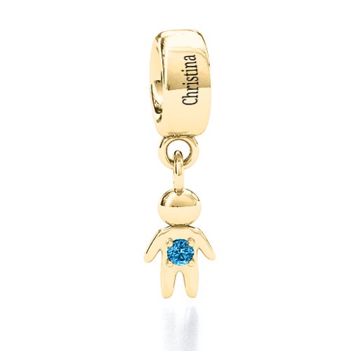 My Man Bracelet Charm – 10K Yellow Gold with Blue Topaz