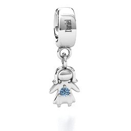 Perfect Woman Bracelet Charm in 925 Sterling Silver with Aquamarine