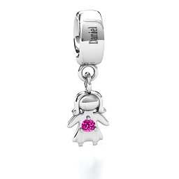 Perfect Woman Bracelet Charm in 925 Sterling Silver with Pink Tourmaline