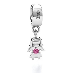 Perfect Woman Bracelet Charm in 925 Sterling Silver with Pink Tourmaline