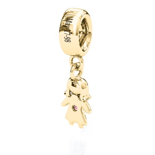 Perfect Woman Bracelet Charm – 10K Yellow Gold with Pink Tourmaline