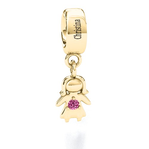 Perfect Woman Bracelet Charm – 10K Yellow Gold with Pink Tourmaline