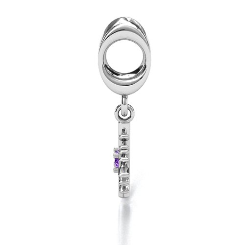 Snowflake Bracelet Charm – Sterling Silver with Amethyst