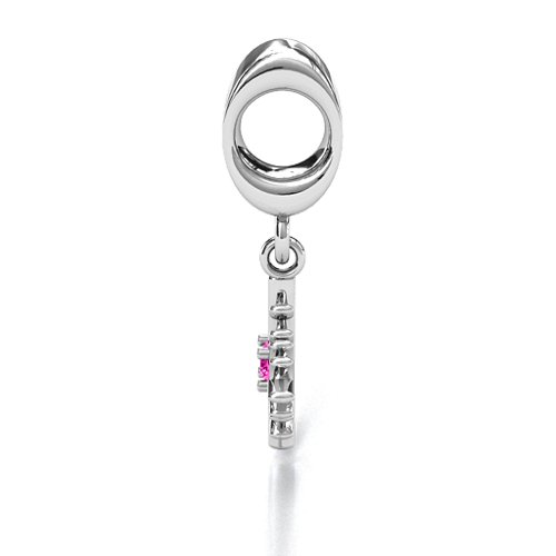 Snowflake Bracelet Charm – Sterling Silver with Pink Tourmaline