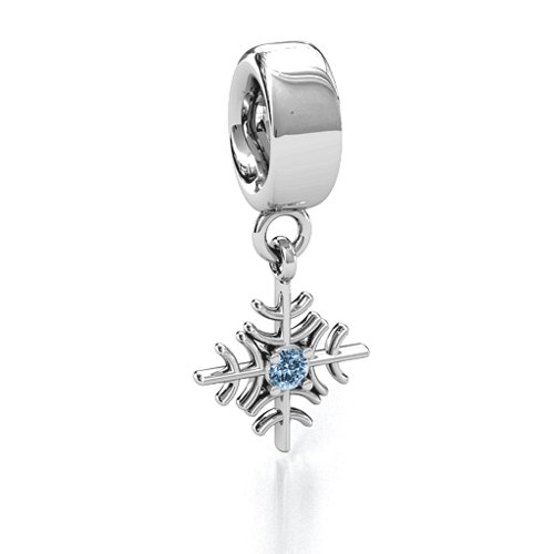Snowflake Bracelet Charm – Sterling Silver with Aquamarine