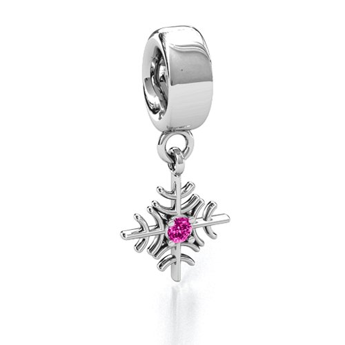 Snowflake Bracelet Charm – Sterling Silver with Pink Tourmaline