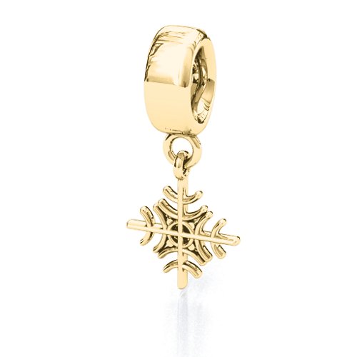 Snowflake Bracelet Charm – 10K Yellow Gold with Cubic Zirconia