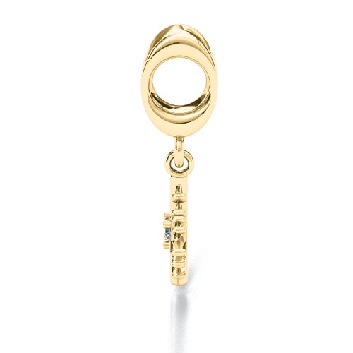 Snowflake Bracelet Charm – 10K Yellow Gold with Cubic Zirconia