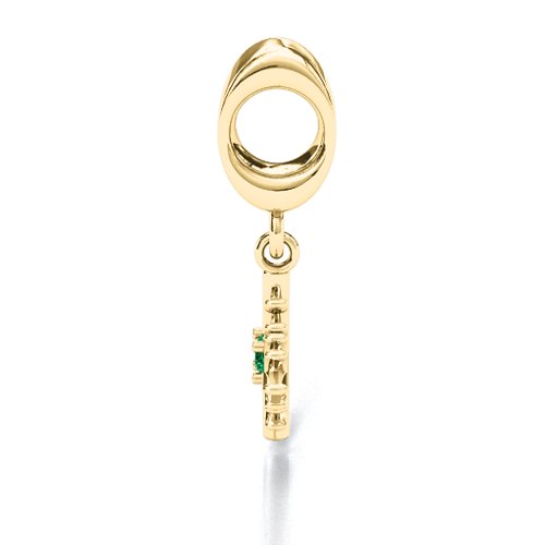 Snowflake Bracelet Charm – 10K Yellow Gold with Emerald