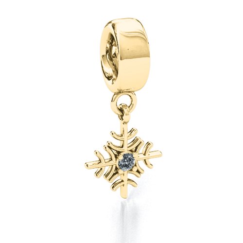 Snowflake Bracelet Charm – 10K Yellow Gold with Cubic Zirconia