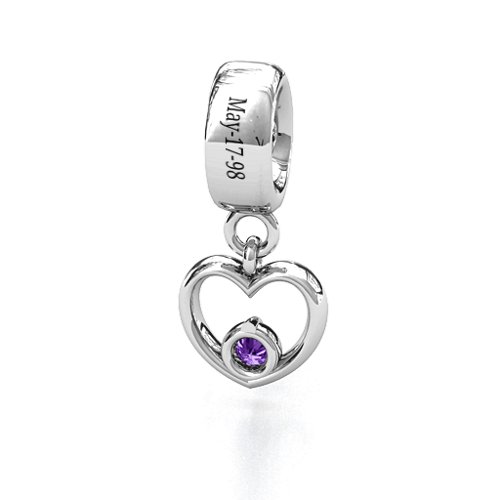 Heart Nest Bracelet Charm – Sterling Silver with Amethyst