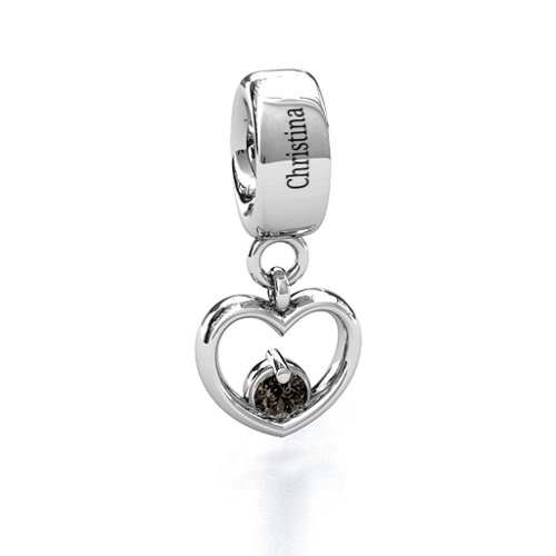 Heart Nest Bracelet Charm – Sterling Silver with Smokey Quartz