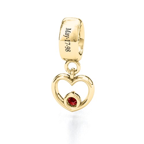Heart Nest Bracelet Charm – 10K Yellow Gold with Garnet