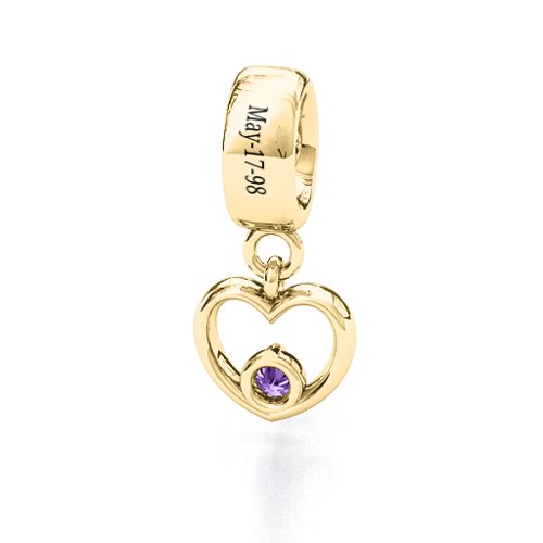 Heart Nest Bracelet Charm – 10K Yellow Gold with Amethyst