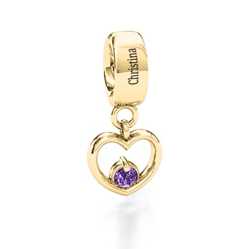 Heart Nest Bracelet Charm – 10K Yellow Gold with Amethyst