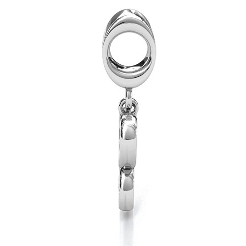 Double Heart Nest Bracelet Charm – Sterling Silver with Cubic Zirconia and Ruby