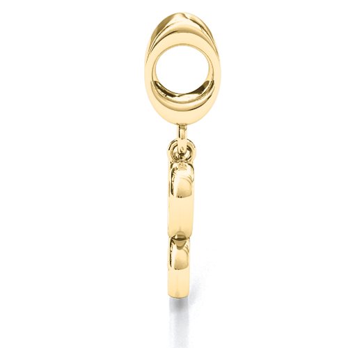 Double Heart Nest Bracelet Charm – 10K Yellow Gold with Cubic Zirconia and Ruby