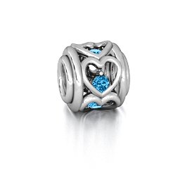 Heart Quintet Bracelet Charm in 925 Sterling Silver