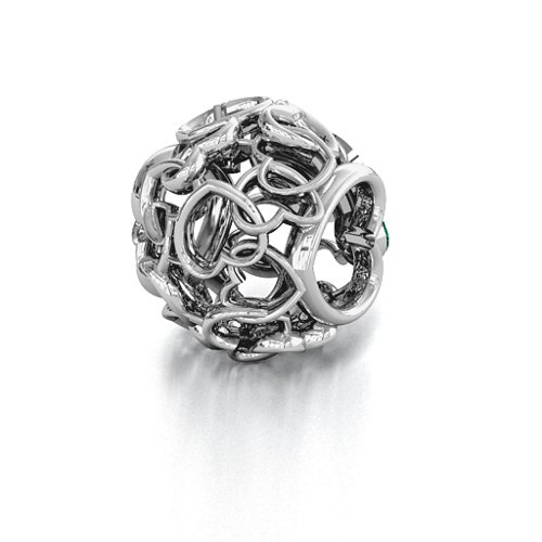 Party of Hearts Bracelet Charm – Sterling Silver with Emerald