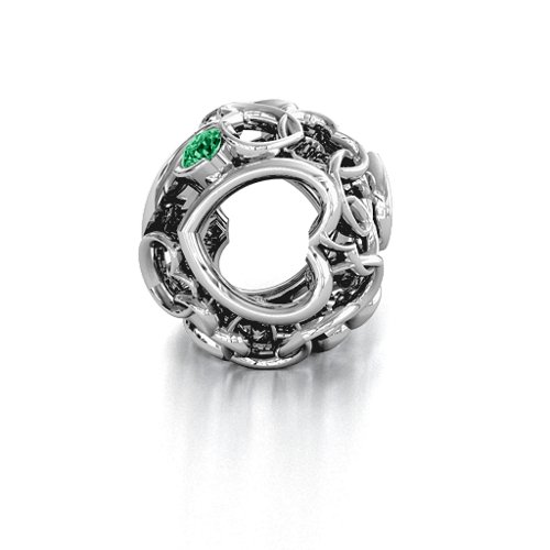 Party of Hearts Bracelet Charm – Sterling Silver with Emerald