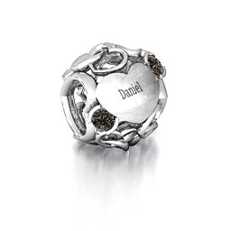 Party of Hearts Bracelet Charm in 925 Sterling Silver with Smokey Quartz